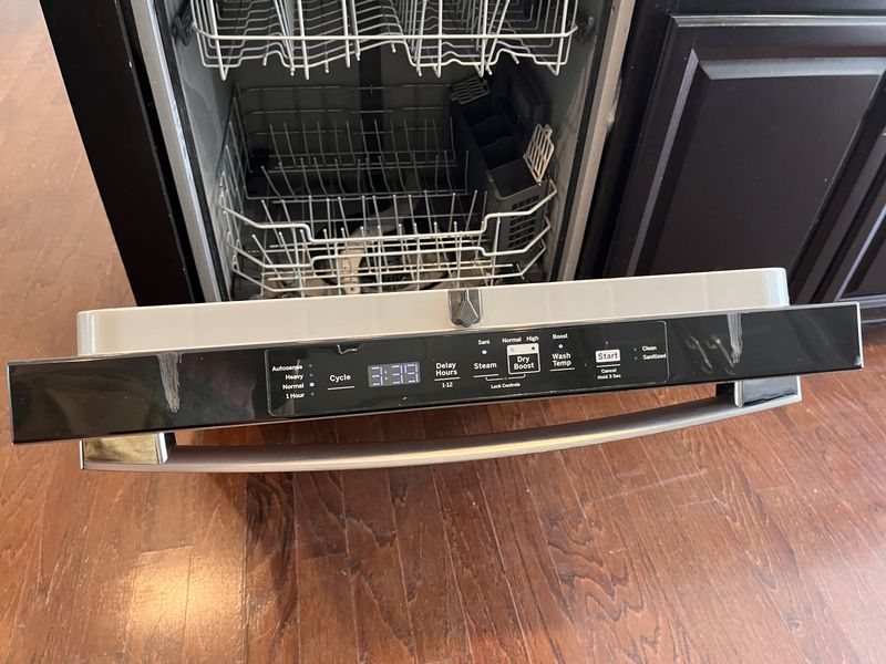 Clean dishwasher and hardwood floor