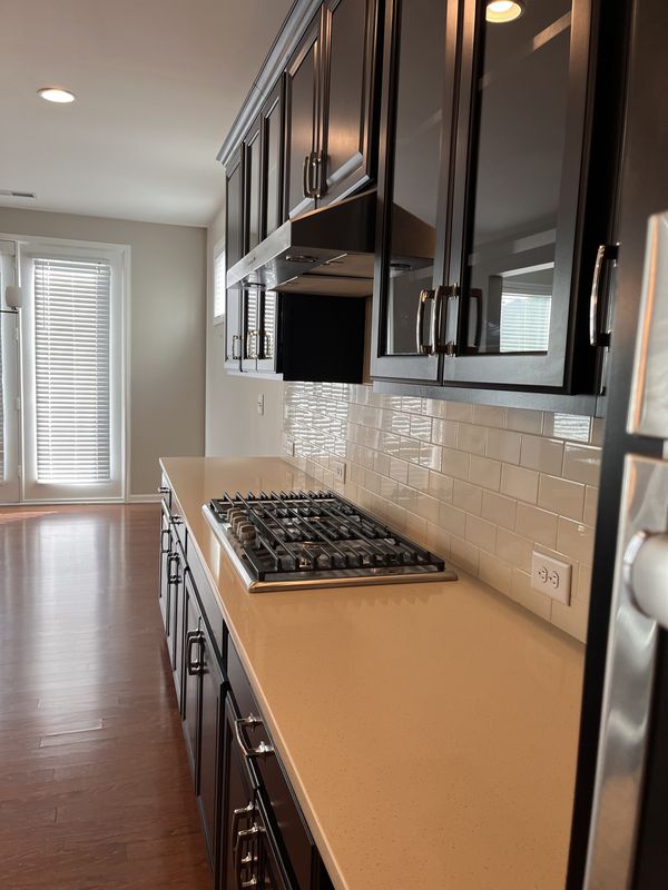 Clean kitchen counters and gas range